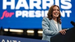 TOPSHOT - US Vice President and 2024 Democratic presidential candidate Kamala Harris speaks at a campaign rally in Atlanta, Georgia, on July 30, 2024. (Photo by Elijah Nouvelage / AFP) (Photo by ELIJAH NOUVELAGE/AFP via Getty Images)