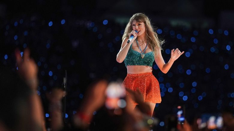 Taylor Swift performs onstage during "Taylor Swift | The Eras Tour" at Olympiastadion on July 27, 2024 in Munich, Germany.