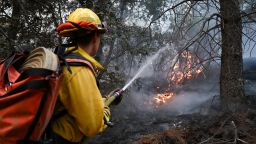 Crews are battling against to flames as Park Fire of wildfires continue in Butte and Tehama Counties, California, United States on July 30, 2024. Park Fire has burned at least 387,000 acres as of Tuesday night.