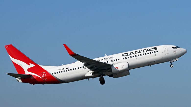 A Qantas plane is departing Melbourne Airport in Melbourne, Australia, on July 31, 2024.