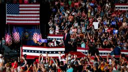Former US President Donald Trump, center, during a campaign event in Harrisburg, Pennsylvania, US, on Wednesday, July 31, 2024. Trump pledged to eliminate taxes on Social Security payments for seniors, a move that would cut levies for some elderly Americans but further strain benefits for those who have yet to retire.
