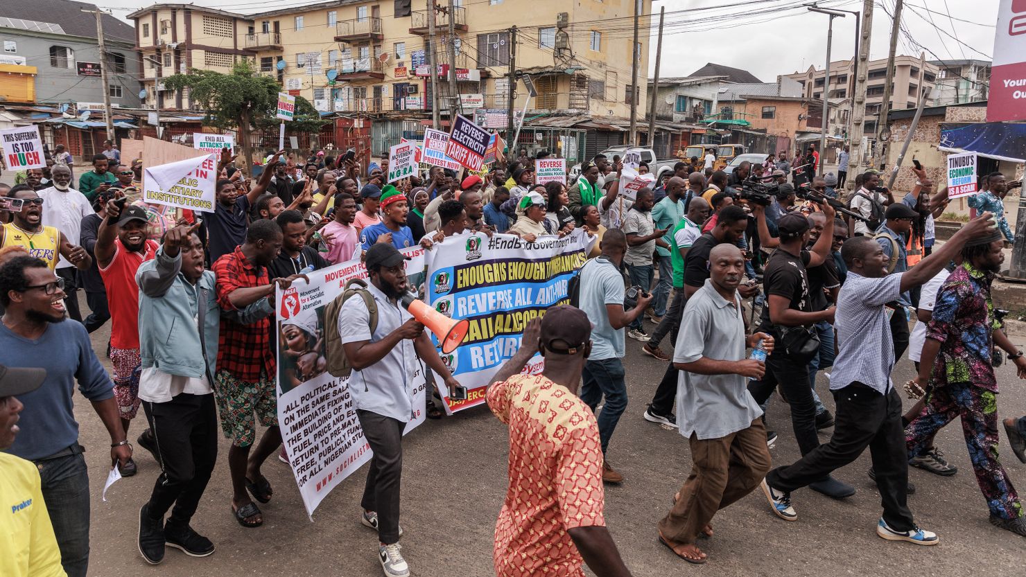 Demonstrators gather during the 'End Bad Governance' protest at Ikeja, Lagos, on August 1, 2024.