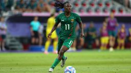 NICE, FRANCE - JULY 28: Barbra Banda of Team Zambia #11  during the Women's group B match between Australia and Zambia during the Olympic Games Paris 2024 at Stade de Nice on July 28, 2024 in Nice, France. (Photo by Marc Atkins/Getty Images)