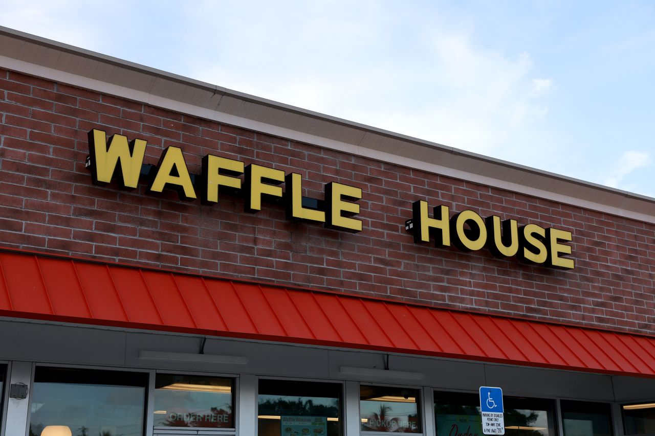 MIAMI GARDENS, FLORIDA - JULY 30: A Waffle House restaurant on July 30, 2024 in Miami Gardens, Florida. The restaurant chain created in the state of Georgia in 1955 now has over 1,900 locations in 25 states in the United States. (Photo by Joe Raedle/Getty Images)