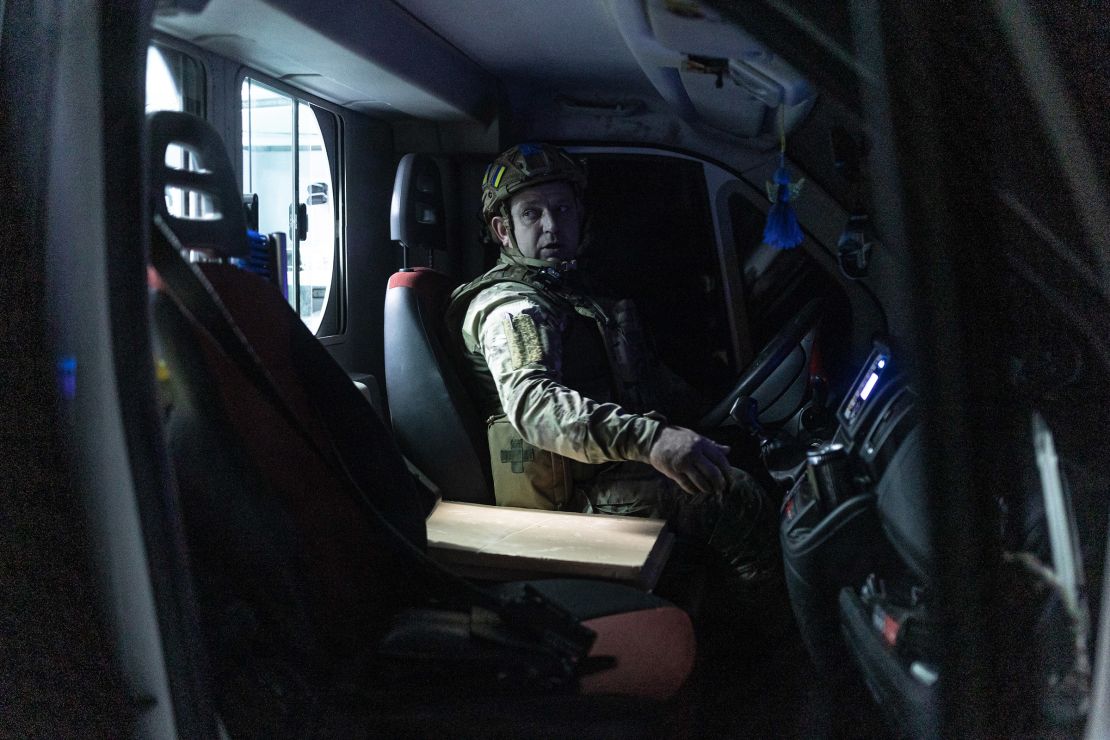 Medics of the Ukrainian battalion "Da Vinci Wolves" prepare an ambulance for the evacuation of wounded at their base in the direction of Pokrovsk, Ukraine, on August 1, 2024.