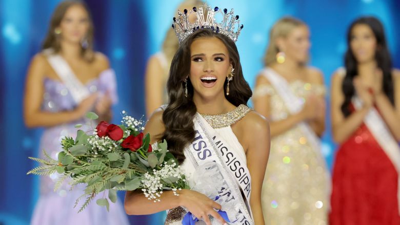 LOS ANGELES, CALIFORNIA - AUGUST 01: Addie Carver, Miss Mississippi Teen USA (C) is crowned Miss Teen USA onstage during the 73rd Annual Miss Teen USA Pageant at Peacock Theater on August 01, 2024 in Los Angeles, California. (Photo by Kevin Winter/Getty Images)