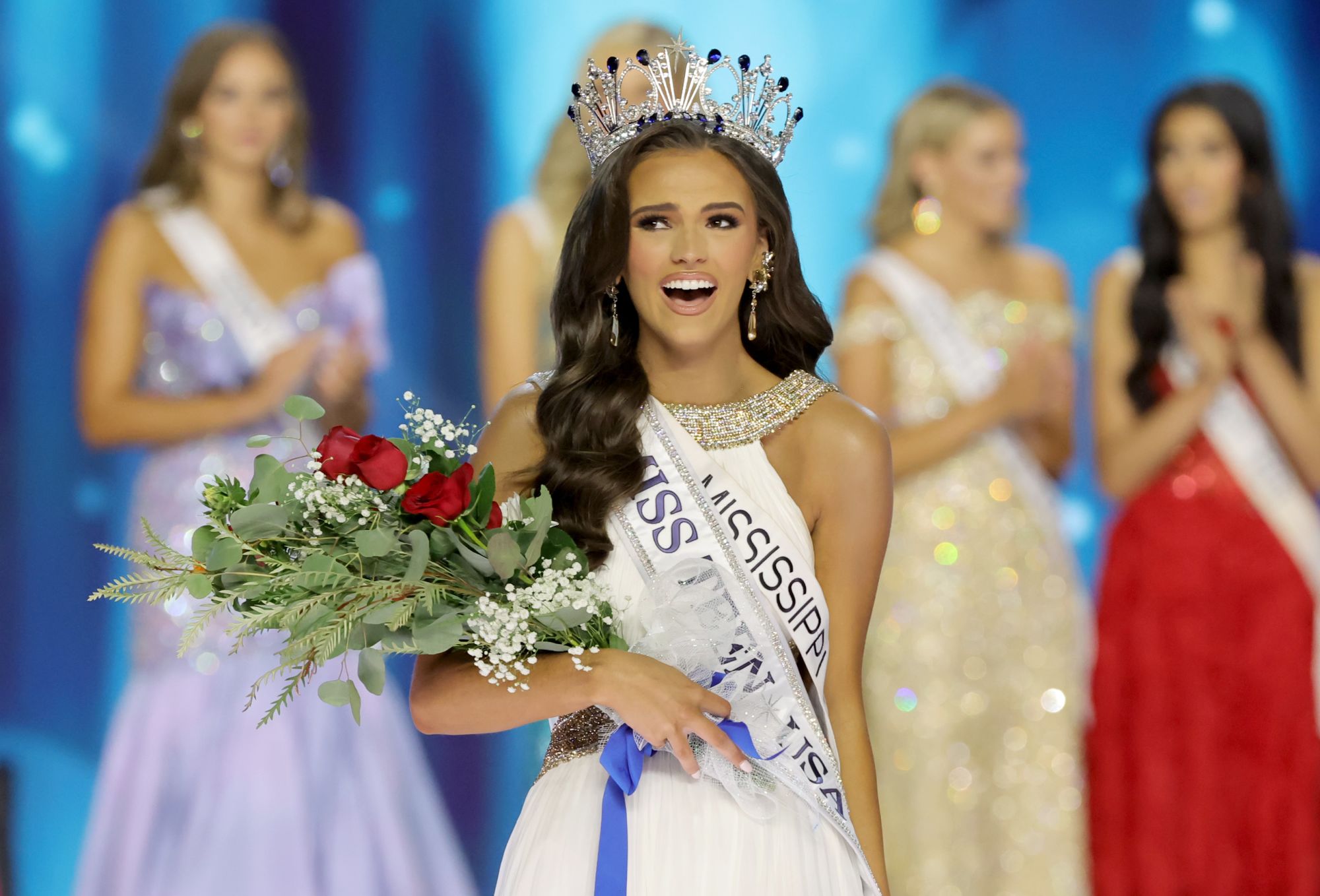 Addie Carver of Mississippi onstage at the annual Miss Teen USA pageant.