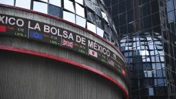 View of the Mexican Stock Exchange building showing the different types of world currency quotes and stock market operations in Mexico City on August 5, 2024. (Photo by Rodrigo Oropeza / AFP) (Photo by RODRIGO OROPEZA/AFP via Getty Images)