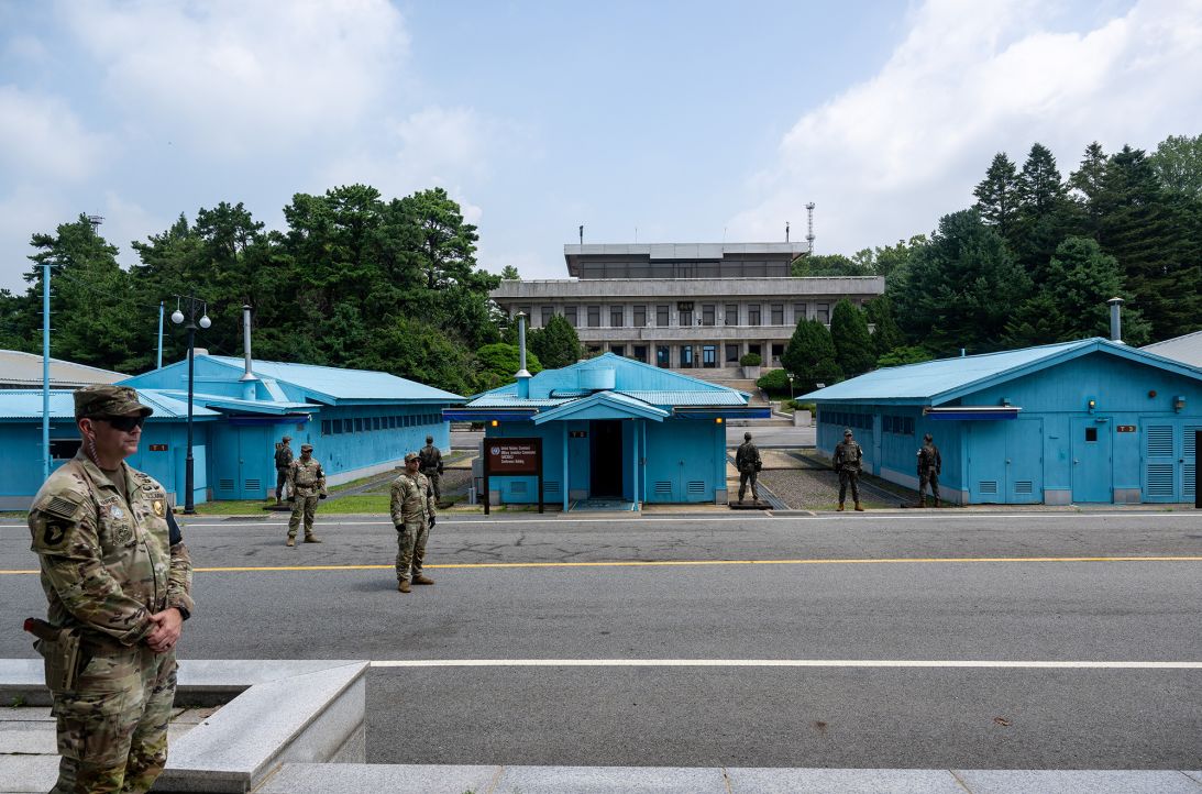 Soldiers are seen in the Demilitarized Zone (DMZ) that divides South and North Korea, on August 3, 2024.