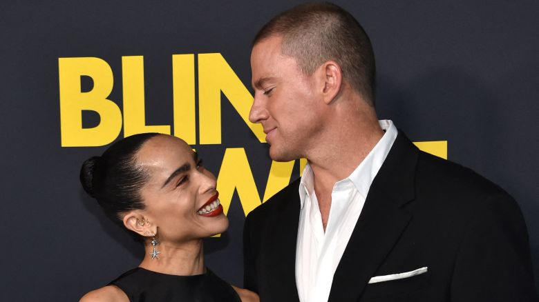 US actress and filmmaker (L) Zoe Kravitz and US actor Channing Tatum attend the "Blink Twice" premiere at the Directors Guild of America (DGA) in Los Angeles, August 8, 2024.
