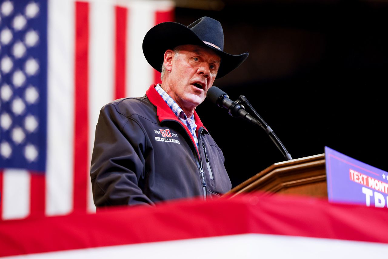 Rep. Ryan Zinke speaks during a campaign rally for Donald Trump in Bozeman, Montana, in August.