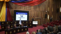 General view of a hearing of the Venezuelan Supreme Court of Justice (TSJ) with diplomats accredited in Venezuela, at the TSJ building in Caracas on August 10, 2024. The ruling that TSJ will deliver on the disputed presidential election will be "final," Rodriguez said at a hearing on the July 28 vote. (Photo by Yuri CORTEZ / AFP) (Photo by YURI CORTEZ/AFP via Getty Images)