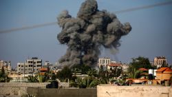 Smoke billows following Israeli bombardment in Nuseirat in the central Gaza Strip on August 11, 2024, amid the ongoing conflict between Israel and the Palestinian militant group Hamas. (Photo by Eyad BABA / AFP) (Photo by EYAD BABA/AFP via Getty Images)