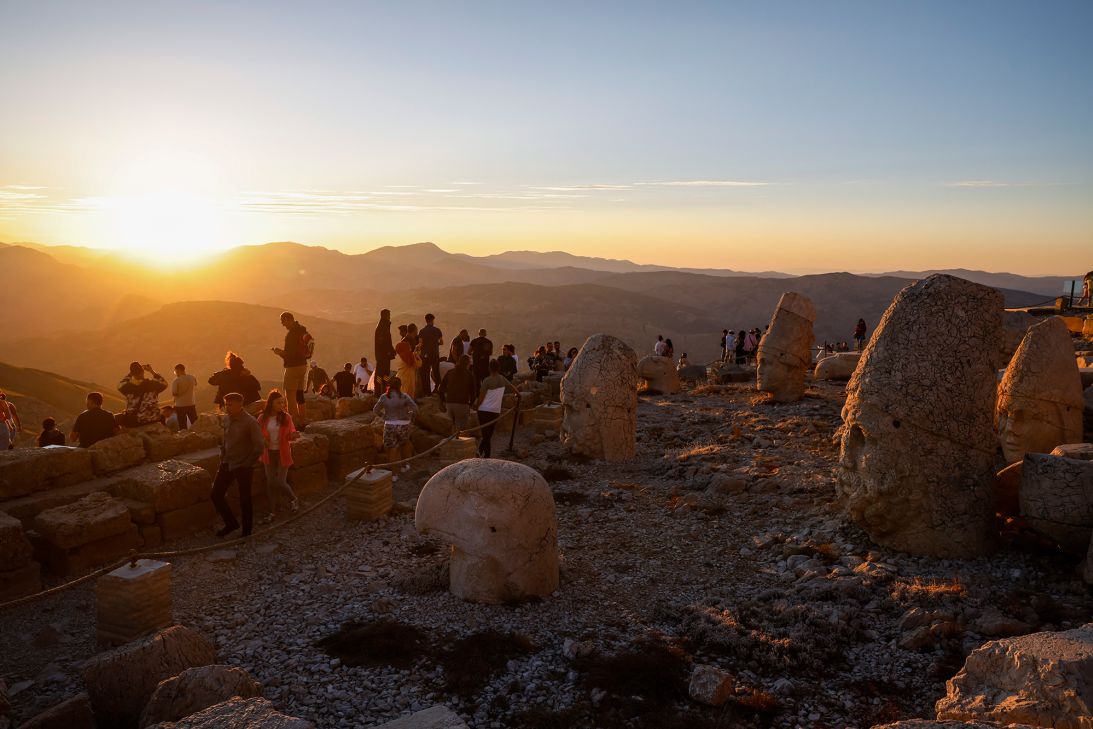 A popular time to visit Nemrut Island is at sunset, when the mountains and landscape are bathed in golden light.
