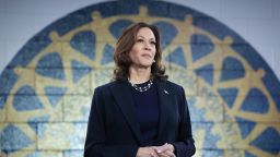 WAYNE, MICHIGAN - AUGUST 08: Democratic presidential candidate U.S. Vice President Kamala Harris waits to speak at a campaign rally at United Auto Workers Local 900 on August 8, 2024 in Wayne, Michigan. Kamala Harris and her newly selected running mate Tim Walz are campaigning across the country this week. (Photo by Andrew Harnik/Getty Images)