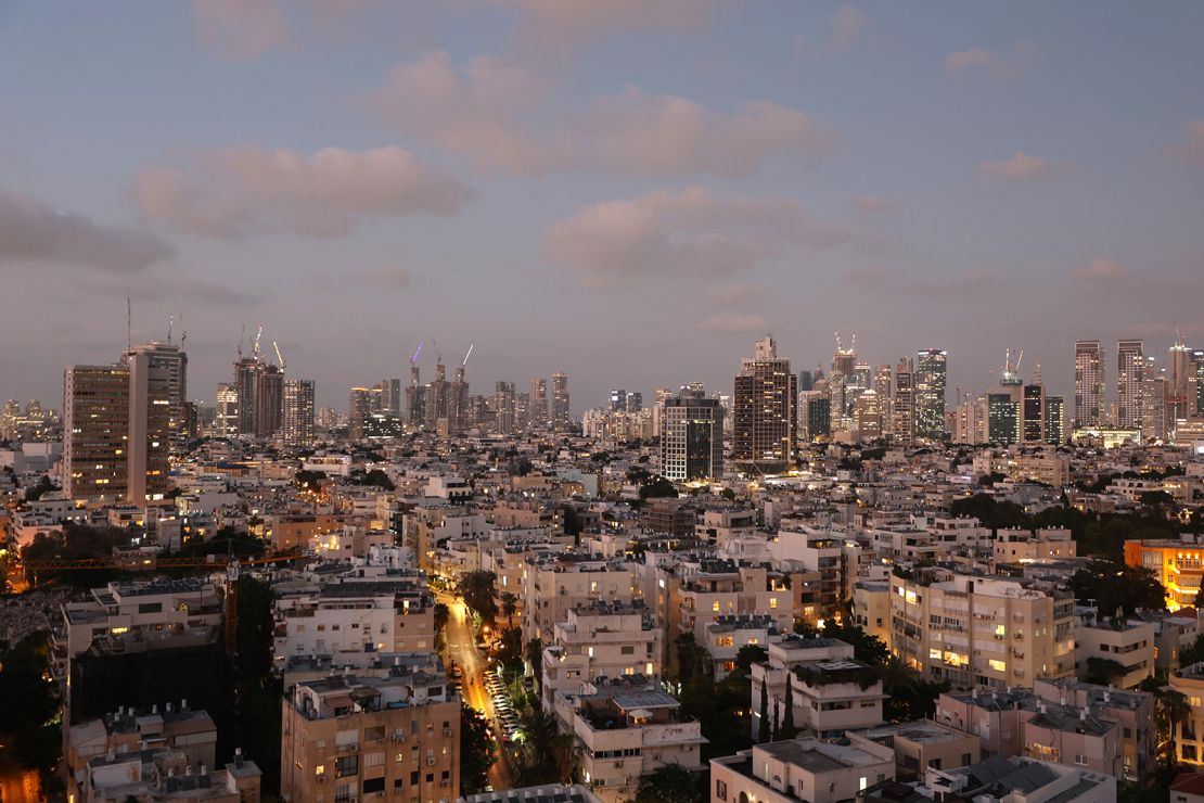 The Israeli city of Tel Aviv, on August 12, 2024, amid regional tensions during the ongoing war between Israel and Hamas in the Gaza Strip.