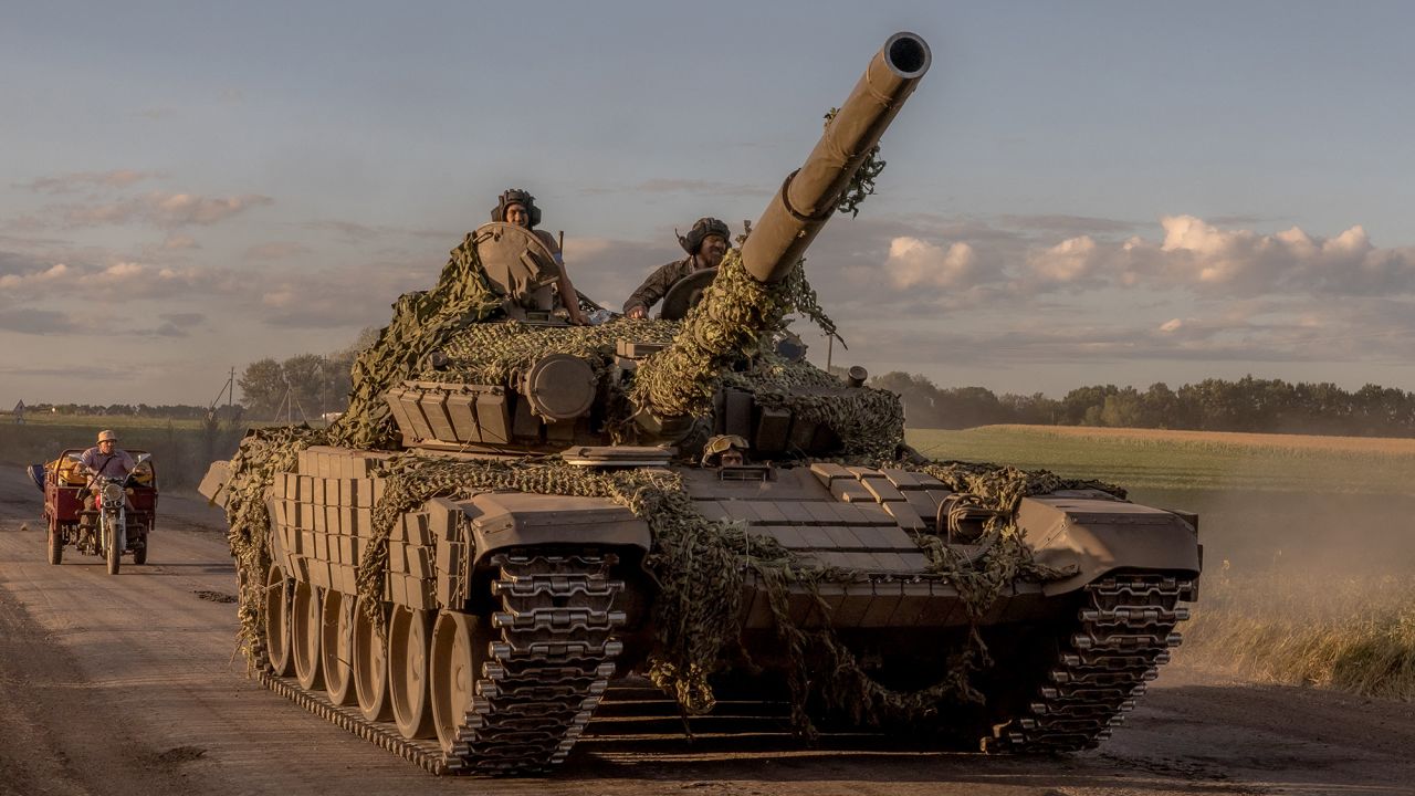 Ukrainian servicemen operate a Soviet-made T-72 tank in the Sumy region, near the border with Russia, on August 12, 2024, amid the Russian invasion of Ukraine. Ukraine launched a surprise offensive into the Russian border region of Kursk on August 6, 2024, capturing over two dozen towns and villages in the most significant cross-border attack on Russian soil since World War II. Ukraine's military chief Oleksandr Syrsky told President Volodymyr Zelensky in a video posted on August 12, 2024 that his troops now control about 1,000 square kilometres of Russian territory and are continuing "offensive operations". (Photo by Roman PILIPEY / AFP) (Photo by ROMAN PILIPEY/AFP via Getty Images)