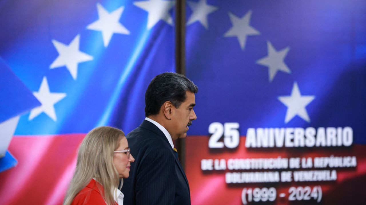 CARACAS, VENEZUELA - AUGUST 9: President of Venezuela Nicolás Maduro walks with first lady Cilia Flores after appearing before the electoral room of the Supreme Court of Justice on August 9, 2024 in Caracas, Venezuela. Maduro was declared winner of the 2024 presidential election by the National Electoral Council while opposition leader Maria Corina Machado and candidate Edmundo Gonzalez claimed that the final result was not what Venezuelans decided during the election. (Photo by Jesus Vargas/Getty Images)