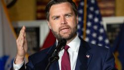 TOPSHOT - US Senator and Republican vice presidential candidate J.D. Vance speaks at the Veterans of Foreign Wars Post 92 in Lower Burrell, Pennsylvania, August 15, 2024. (Photo by Rebecca DROKE / AFP) (Photo by REBECCA DROKE/AFP via Getty Images)