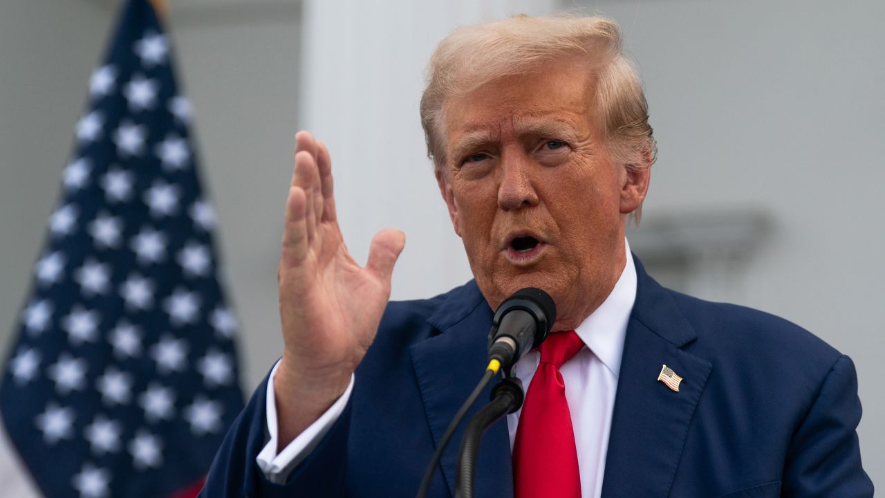 Republican presidential candidate, former President Donald Trump holds a news conference outside the Trump National Golf Club Bedminster in Bedminster, New Jersey on August 15, 2024.