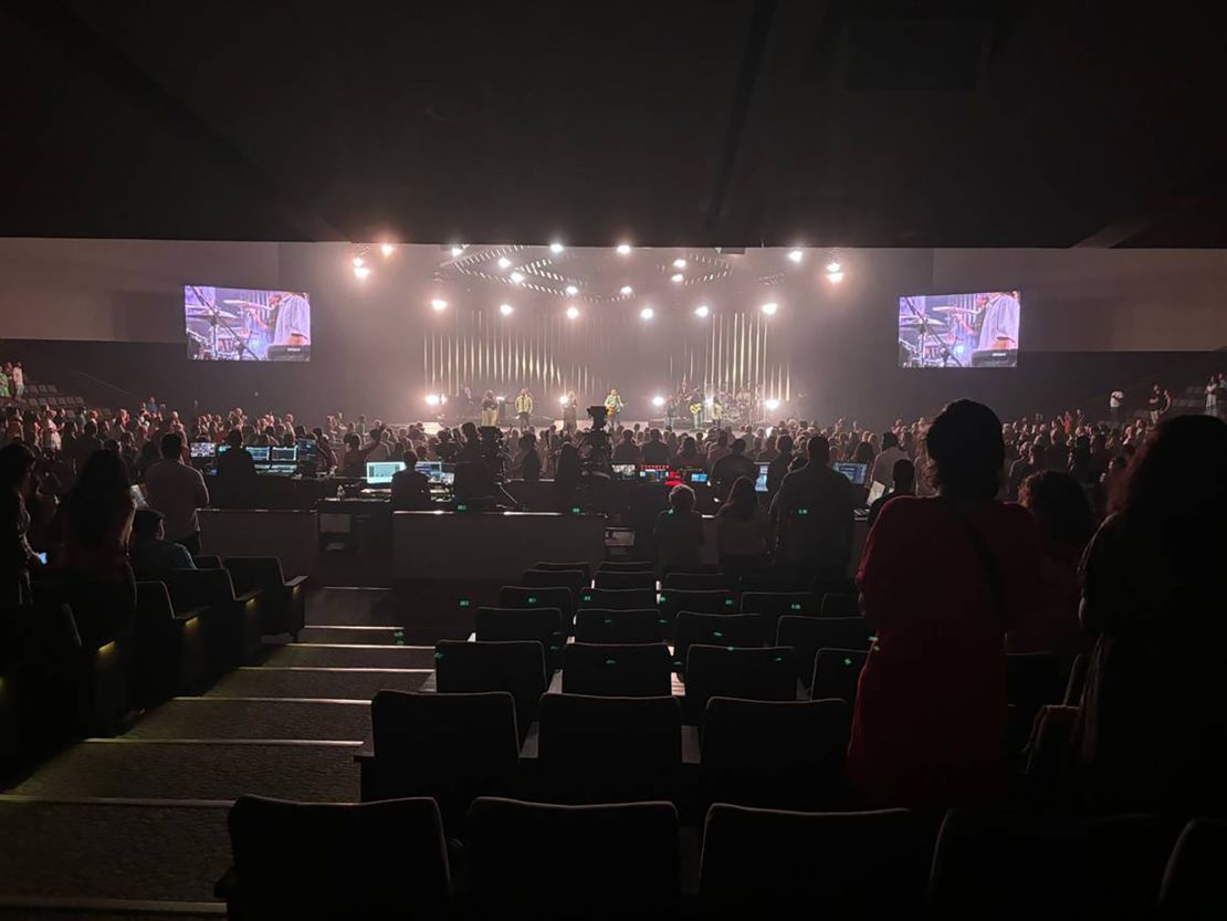 Congregants at Southlake, Texas, megachurch Gateway sing during worship at Sunday service on July 28.