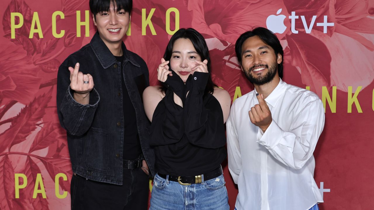 NEW YORK, NEW YORK - AUGUST 13:  Lee Minho, Minha Kim and Jin Ha attend the Apple TV+'s "Pachinko" Season 2 Photo Call at The Whitby Hotel on August 13, 2024 in New York City. (Photo by Theo Wargo/Getty Images)