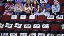 Delegates and attendees wear cowboy hats on the first day of the Democratic National Convention (DNC) at the United Center in Chicago, Illinois, on August 19, 2024. Vice President Kamala Harris will formally accept the party's nomination for president at the DNC which runs from August 19-22 in Chicago. (Photo by Eva HAMBACH / AFP) (Photo by EVA HAMBACH/AFP via Getty Images)