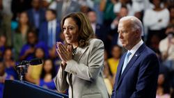 LARGO, MARYLAND - AUGUST 15: U.S. Vice President Kamala Harris gives remarks alongside U.S. President Joe Biden at Prince George’s Community College on August 15, 2024 in Largo, Maryland. Biden and Harris held the event to talk about their administration's efforts to lower drug costs. This event is the first time President Biden and Vice President Harris have appeared in public together since Biden announced he would be stepping down from running for re-election. (Photo by Anna Moneymaker/Getty Images)