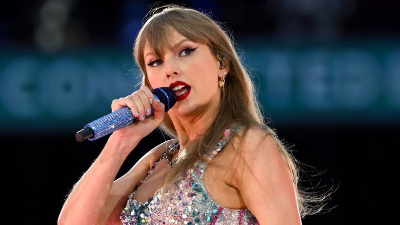 Taylor Swift performs on stage during the "Taylor Swift | The Eras Tour" at Wembley Stadium on August 15, 2024 in London, England.