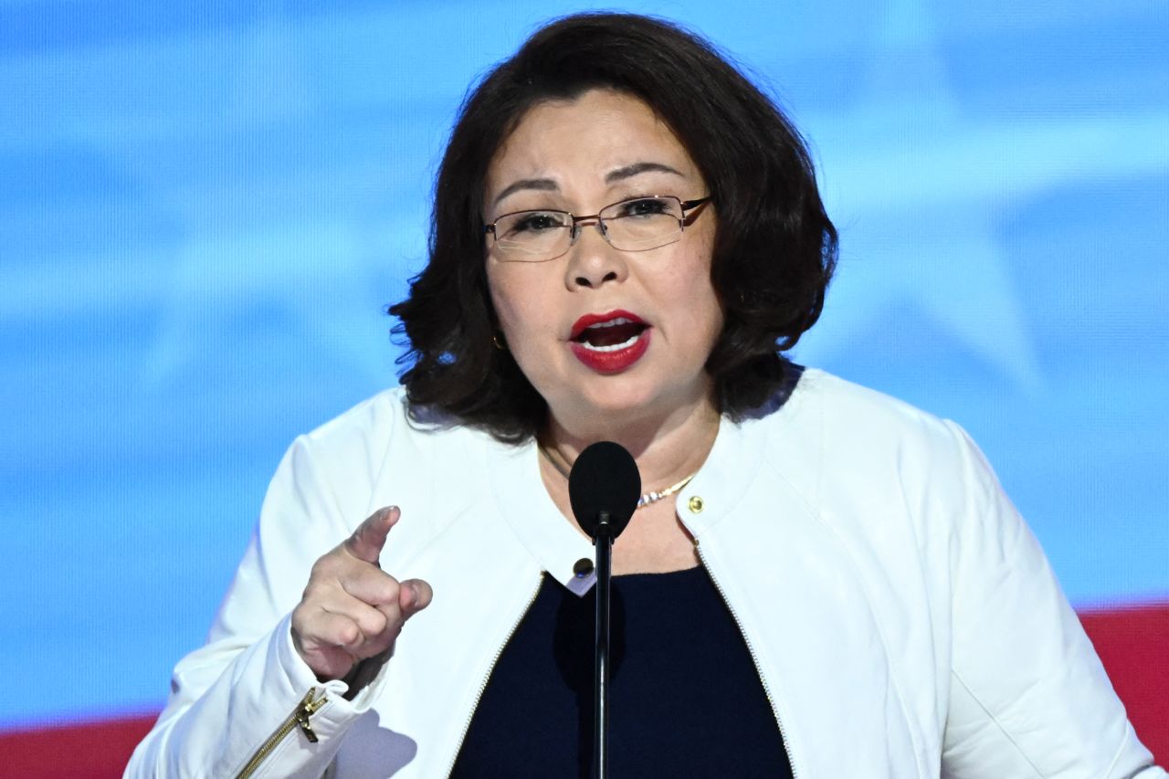 Sen. Tammy Duckworth speaks at the Democratic National Convention in Chicago on August 20.