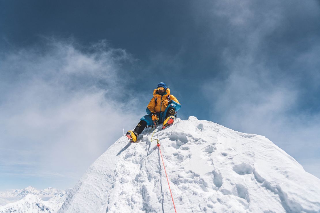 Nepali mountaineer Nima Rinji Sherpa is pictured at Mount Annapurna in this handout photograph taken on April 12, 2024, and released by 14 Peaks Expedition.