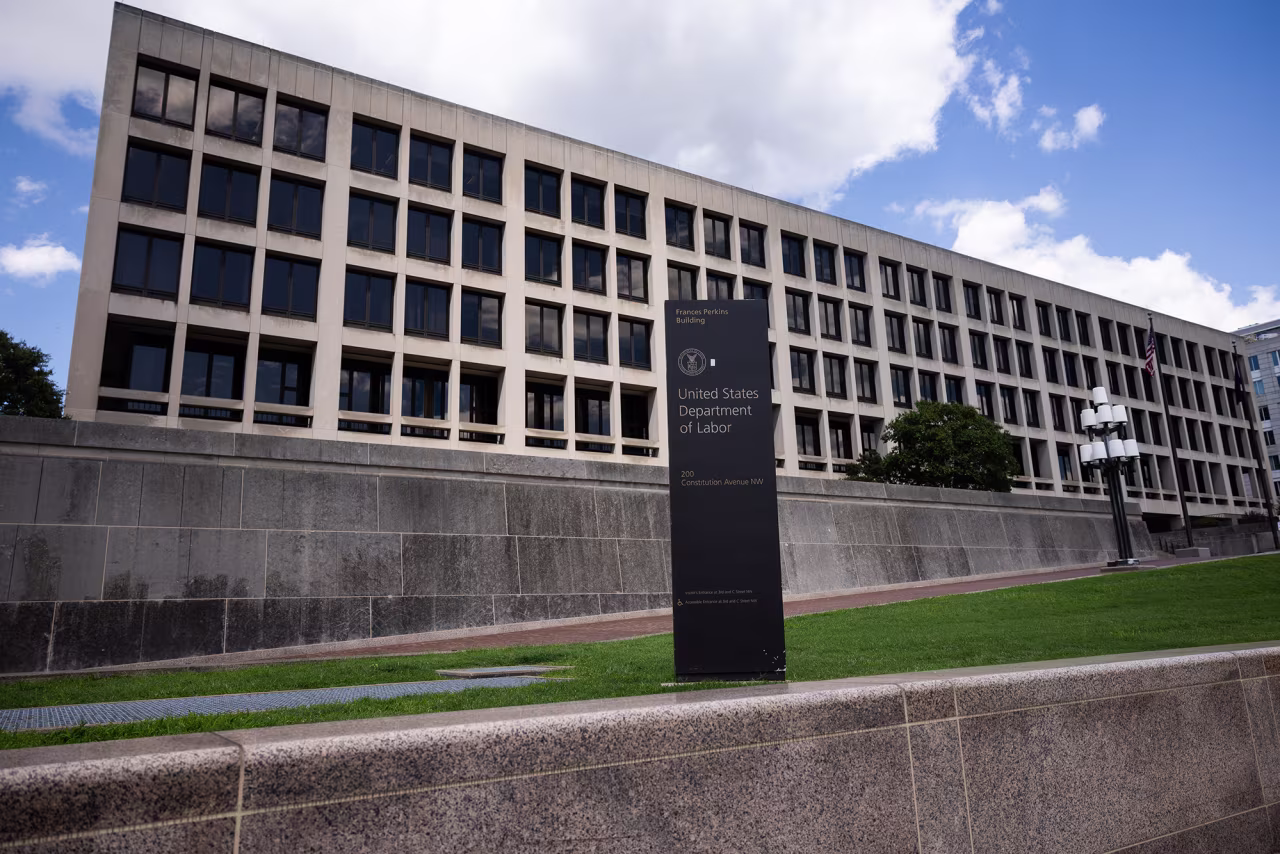 Das US -amerikanische Gebäude des Arbeitsministeriums ist im August 2024 in Washington, DC, zu sehen.