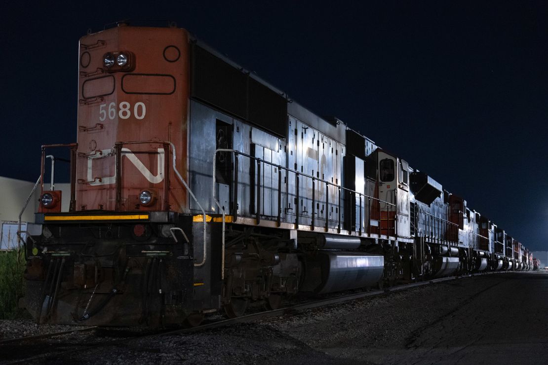 The CN North rail yard is shown on Thursday in Vaughan, Canada.