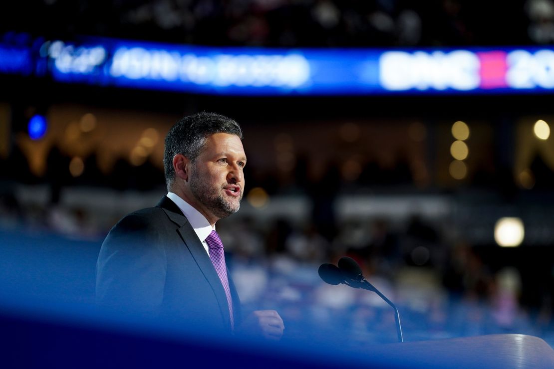 Rep. Pat Ryan, a Democrat from New York, speaks during the Democratic National Convention at the United Center in Chicago on August 22, 2024.