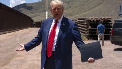 SIERRA VISTA, ARIZONA - AUGUST 22: U.S. Republican Presidential Candidate and former President Donald Trump speaks at the U.S.-Mexico border on August 22, 2024 south of Sierra Vista, Arizona. Trump will hold a rally in Glendale, Arizona tomorrow. (Photo by Rebecca Noble/Getty Images)