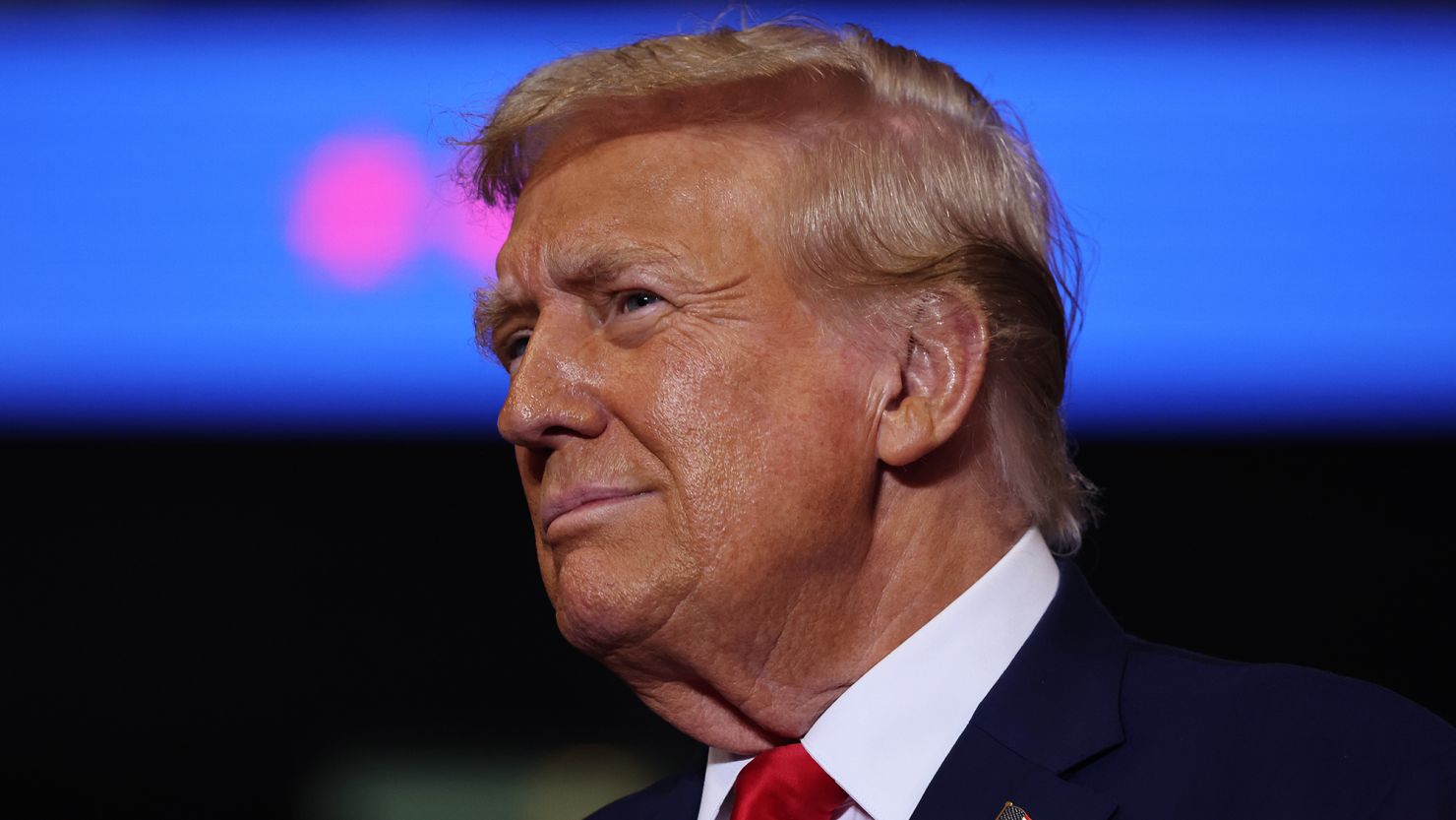 Republican Presidential Candidate former U.S. President Donald Trump takes the stage during a campaign rally at Mohegan Sun Arena at Casey Plaza on August 17, 2024 in Wilkes Barre, Pennsylvania.