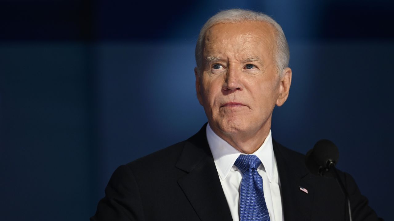 CHICAGO, ILLINOIS - AUGUST 19: U.S. President Joe Biden speaks onstage during the first day of the Democratic National Convention at the United Center on August 19, 2024 in Chicago, Illinois. Delegates, politicians, and Democratic party ers are in Chicago for the convention, concluding with current Vice President Kamala Harris accepting her party's presidential nomination. The DNC takes place from August 19-22. (Photo by Brandon Bell/Getty Images)