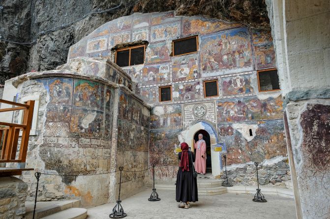 <strong>Beautiful frescoes:</strong> Renewal of the monastery's intricate frescoes is an ongoing project requiring labor-intensive work by art restoration experts.