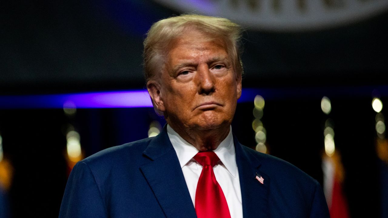 Former President Donald Trump during the National Guard Association of the United States' 146th General Conference & Exhibition at Huntington Place Convention Center on August 26, 2024, in Detroit.