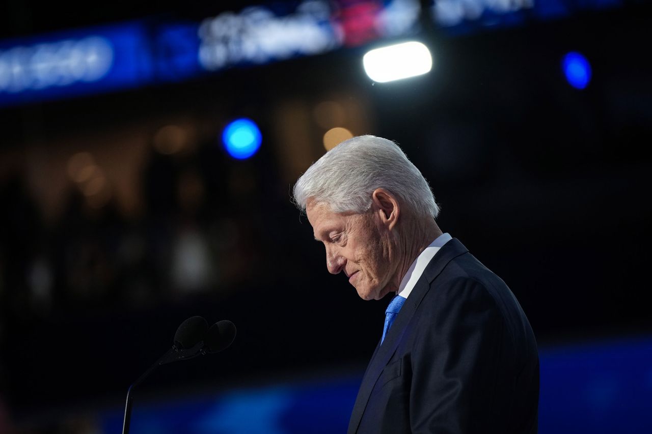 Former President Bill Clinton speaks  the Democratic National Convention in Chicago on August 21, 2024.