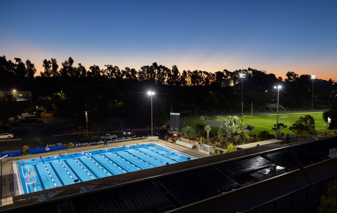 The Brentwood School pool and football field are on land leased from the VA