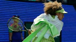 CORRECTION / Japan's Naomi Osaka practices before Jelena Ostapenko on day two of the US Open tennis tournament at the USTA Billie Jean King National Tennis Center in New York City, on August 27, 2024. (Photo by TIMOTHY A. CLARY / AFP) / "The erroneous mention[s] appearing in the metadata of this photo by TIMOTHY A. CLARY has been modified in AFP systems in the following manner: Jelena Ostapenko] instead of [Jelena Jankovic]. Please immediately remove the erroneous mention[s] from all your online services and delete it (them) from your servers. If you have been authorized by AFP to distribute it (them) to third parties, please ensure that the same actions are carried out by them. Failure to promptly comply with these instructions will entail liability on your part for any continued or post notification usage. Therefore we thank you very much for all your attention and prompt action. We are sorry for the inconvenience this notification may cause and remain at your disposal for any further information you may require." (Photo by TIMOTHY A. CLARY/AFP via Getty Images)