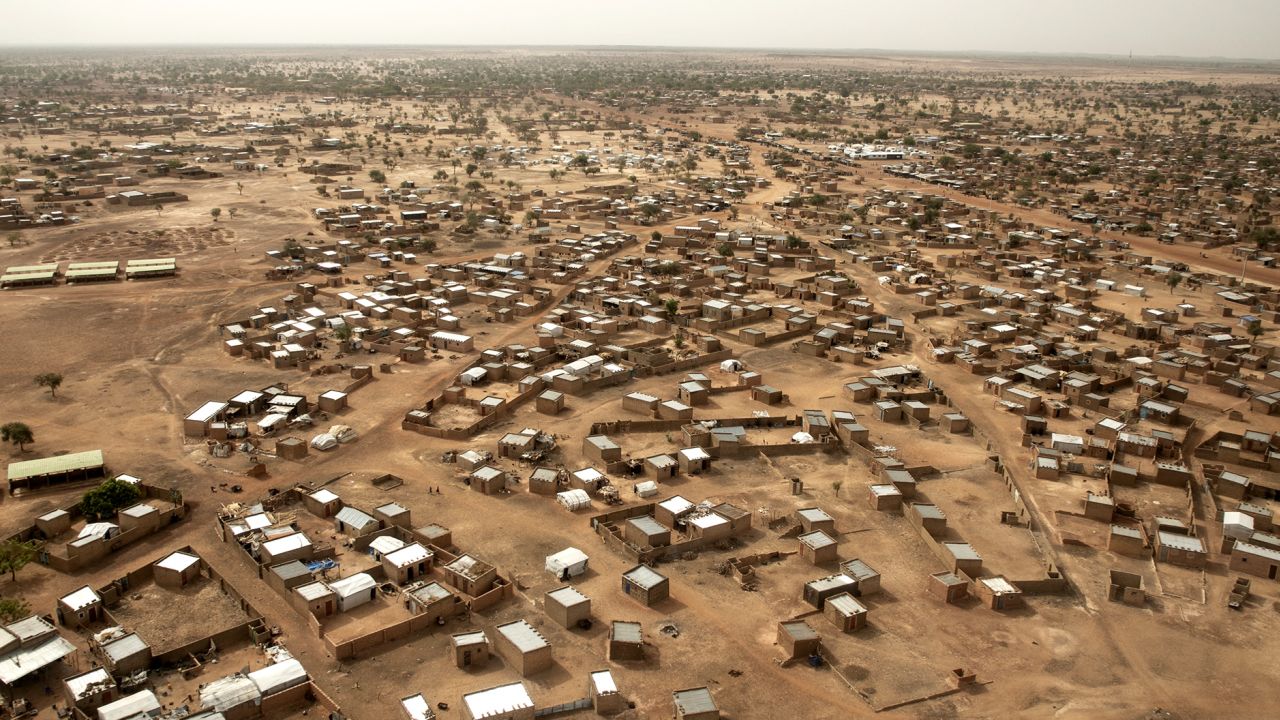 General view of the town of Barsalogho, Burkina Faso, on May 29th 2024. A group of relatives of victims of the recent massacre in Barsalogho, in central Burkina Faso, accuses the army of forcing residents to leave the town, exposing them to an attack by a jihadist group affiliated with Al-Qaeda that left dozens dead. (Photo by AFP) (Photo by -/AFP via Getty Images)