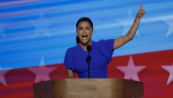 CHICAGO, ILLINOIS - AUGUST 22: Actor Eva Longoria speaks onstage during the final day of the Democratic National Convention at the United Center on August 22, 2024 in Chicago, Illinois. Delegates, politicians, and Democratic Party supporters are gathering in Chicago, as current Vice President Kamala Harris is named her party's presidential nominee. The DNC takes place from August 19-22. (Photo by Chip Somodevilla/Getty Images)