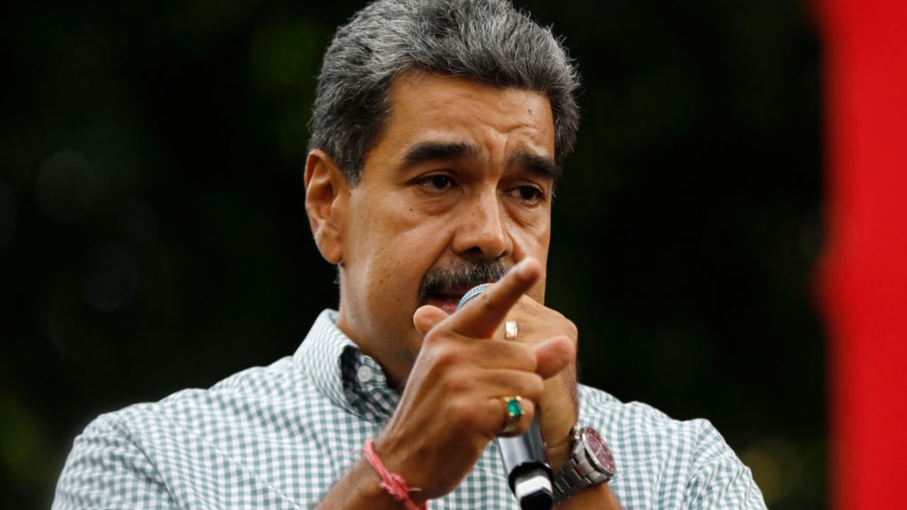 Venezuelan President Nicolas Maduro gestures as he delivers a speech during a rally in Caracas on August 28, 2024. The Venezuelan ruling party called for a mobilization on August 28, to 'celebrate' Maduro's victory, which has been rejected by the United States, the European Union and several countries in the region. (Photo by Pedro Rances Mattey / AFP) (Photo by PEDRO RANCES MATTEY/AFP via Getty Images)