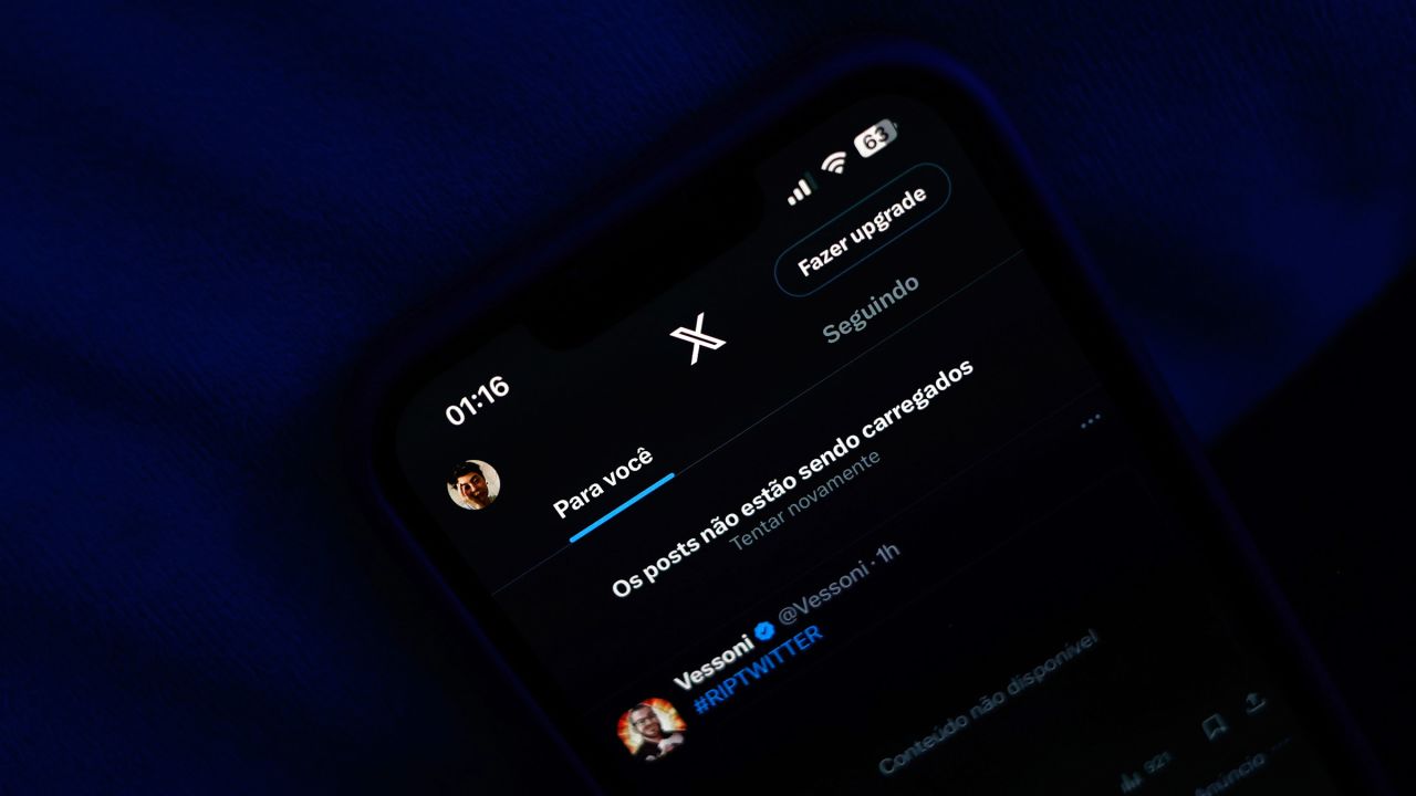 The app for X, the social media platform formerly known as Twitter, displayed down on a smartphone in Sao Paulo, Brazil, on August 31, 2024.