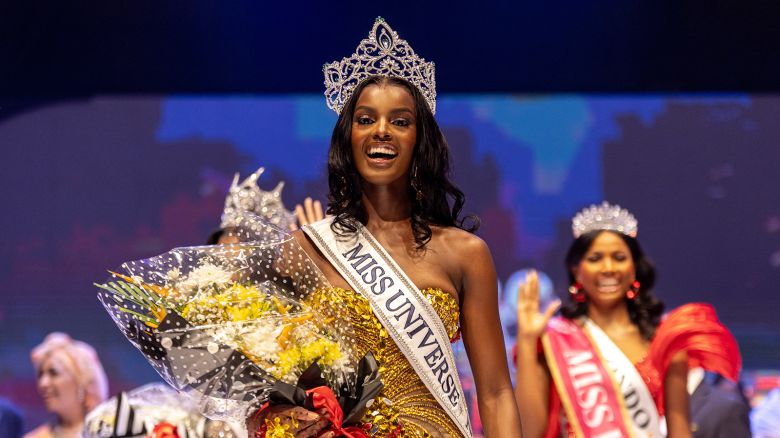 Chidimma Adetshina, the winner of the Miss Universe Nigeria 2024, reacts during the Miss Universe Nigeria 2024 held at the Eko Hotel Convention Centre on August 31, 2024.