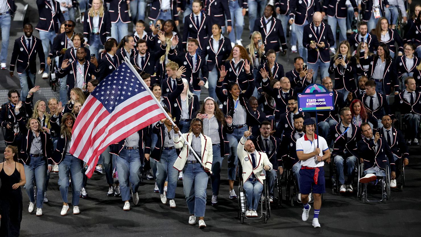 American athletes taken part in the opening ceremony of the Paralympics in Paris.