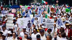 Students take part in a protest against the judicial reform proposed by the government in Mexico City on September 1, 2024. Hundreds of judges and magistrates have joined a strike in Mexico's judiciary in protest against a controversial constitutional reform with which the left-wing government seeks to have them elected by popular vote (Photo by Haaron ALVAREZ / AFP) (Photo by HAARON ALVAREZ/AFP via Getty Images)