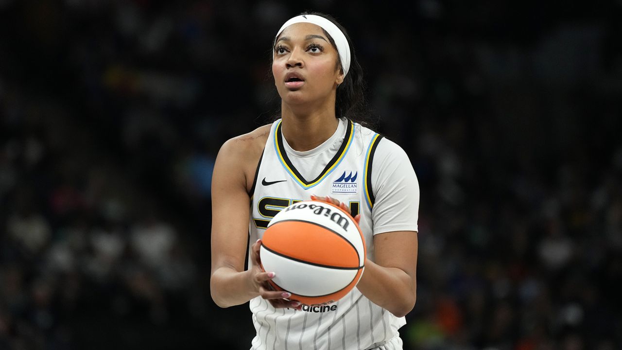 MINNEAPOLIS, MN - SEPTEMBER 1: Angel Reese #5 of the Chicago Sky prepares to shoot a free throw drives to the basket during the game against the Minnesota Lynx on September 1, 2024 at Target Center in Minneapolis, Minnesota. NOTE TO USER: User expressly acknowledges and agrees that, by downloading and or using this Photograph, user is consenting to the terms and conditions of the Getty Images License Agreement. Mandatory Copyright Notice: Copyright 2024 NBAE (Photo by Jordan Johnson/NBAE via Getty Images)